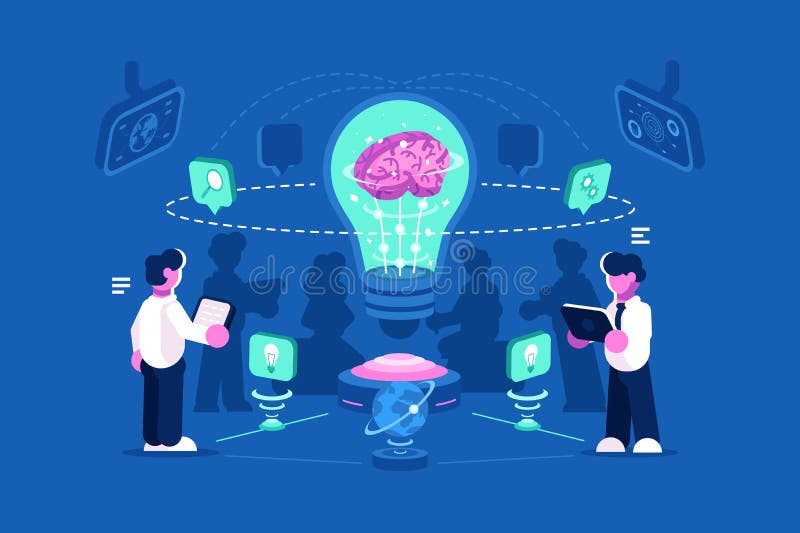 Gente di affari del gruppo che pensa e che confronta le idee illustrazione vettoriale Gente di affari del gruppo che pensa e che confronta le idee illustrazione vettoriale