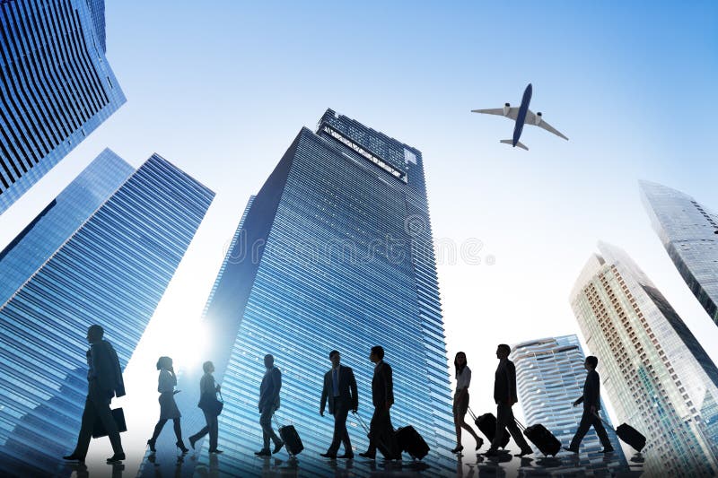 Gente di affari di viaggio di concetto corporativo di camminata dell'aeroplano
