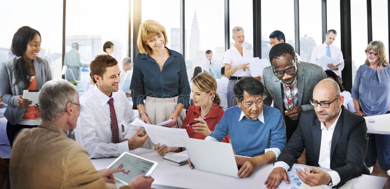 Gente di affari di discussione di lavoro Team Concept dell'ufficio immagine stock libera da diritti