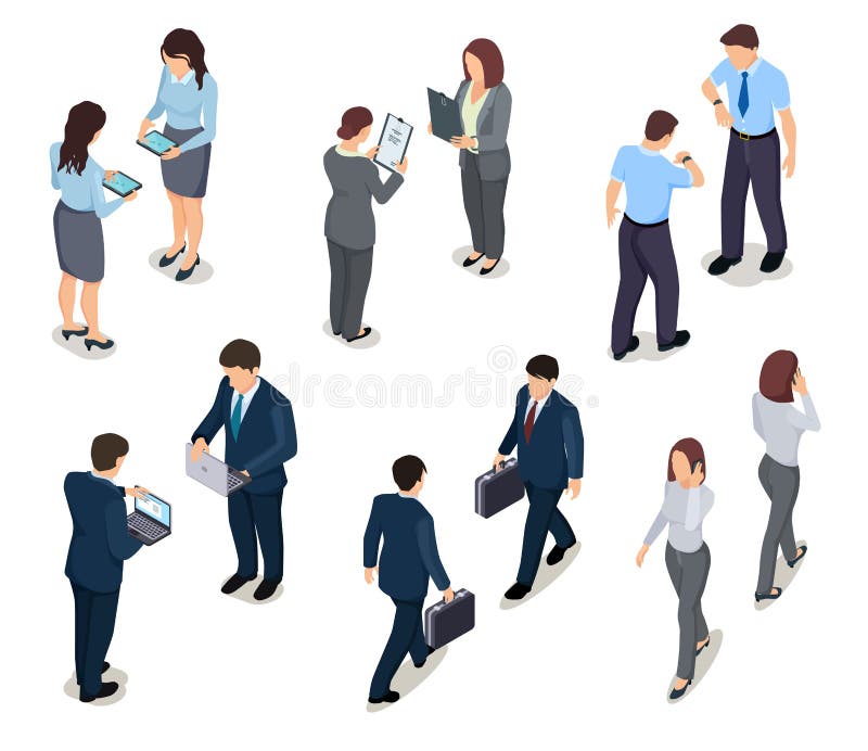 Isometric business people. 3d men and women. Crowd of persons. Businessman and businesswoman. Vector characters in office clothes. Illustration of business people isometric, man and woman. Isometric business people. 3d men and women. Crowd of persons. Businessman and businesswoman. Vector characters in office clothes. Illustration of business people isometric, man and woman