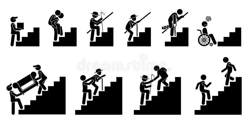 Gente en escalera o las escaleras stock de ilustración Gente en escalera o las escaleras stock de ilustración