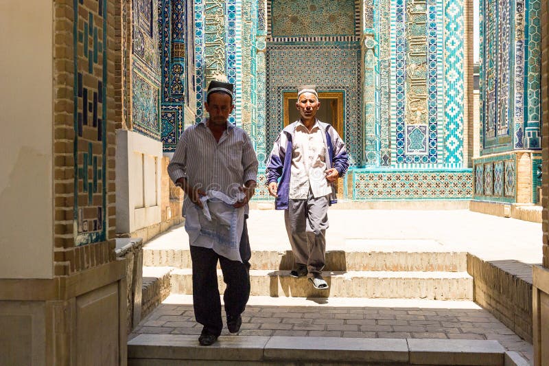 SAMARKAND, UZBEKISTAN - JUNE 10, 2011: Portrait of unidentified Uzbek men near a mosque in Uzbekistan, Jun 10, 2011. 93% of Uzbek people consider that life in the country goes well. SAMARKAND, UZBEKISTAN - JUNE 10, 2011: Portrait of unidentified Uzbek men near a mosque in Uzbekistan, Jun 10, 2011. 93% of Uzbek people consider that life in the country goes well.