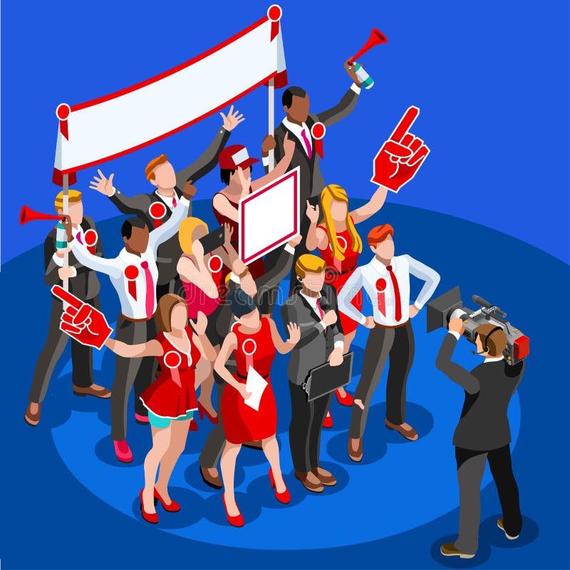 Gente isometrica di vettore del delegato del partito di Infographic di notizie di elezione royalty illustrazione gratis Gente isometrica di vettore del delegato del partito di Infographic di notizie di elezione royalty illustrazione gratis
