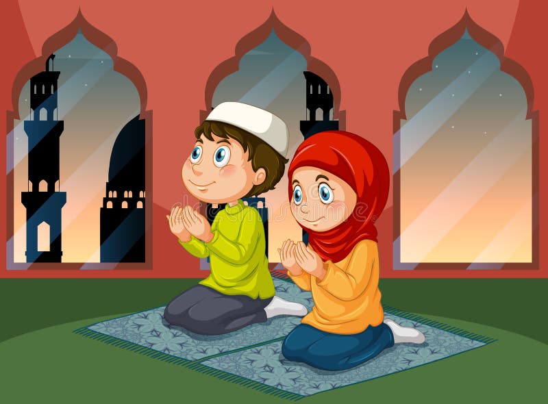 Gente musulmana che prega alla moschea illustrazione vettoriale Gente musulmana che prega alla moschea illustrazione vettoriale