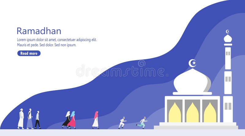 Gente que camina a la mezquita más cercana para Ramadan Prayer ilustración del vector Gente que camina a la mezquita más cercana para Ramadan Prayer ilustración del vector
