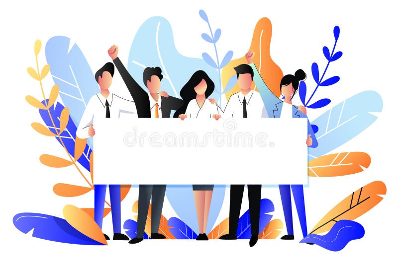 Gente que sostiene la bandera blanca en blanco horizontal Ilustración del vector Fondo de la presentación del cartel o del trabaj libre illustration Gente que sostiene la bandera blanca en blanco horizontal Ilustración del vector Fondo de la presentación del cartel o del trabaj libre illustration