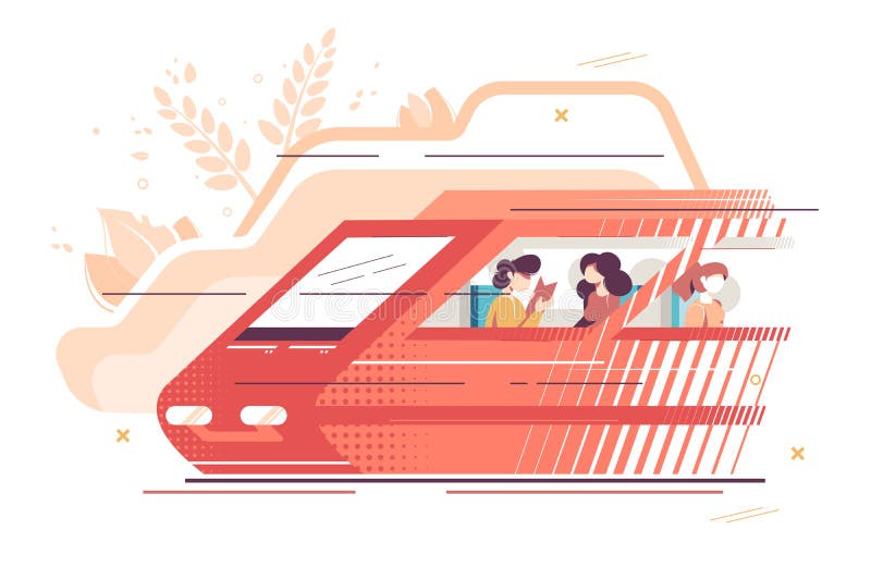 Gente que viaja en tren stock de ilustración Gente que viaja en tren stock de ilustración
