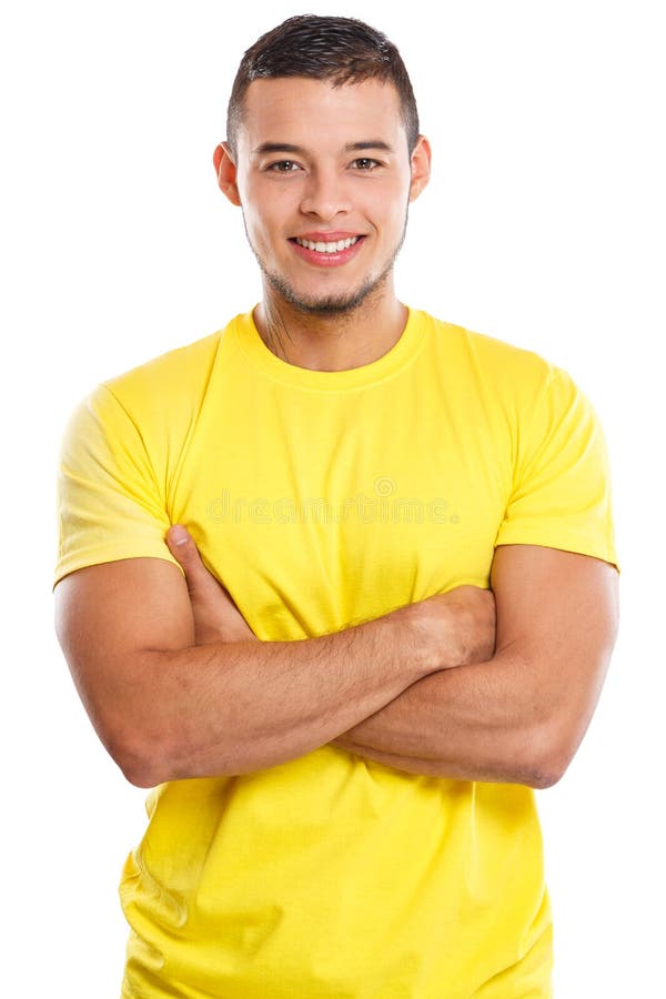 Gente sonriente del retrato del cuerpo superior del hombre joven aislada en blanco fotografía de archivo