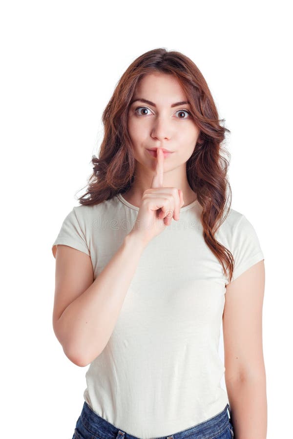 Gentille jeune fille gardant le silence photographie stock libre de droits