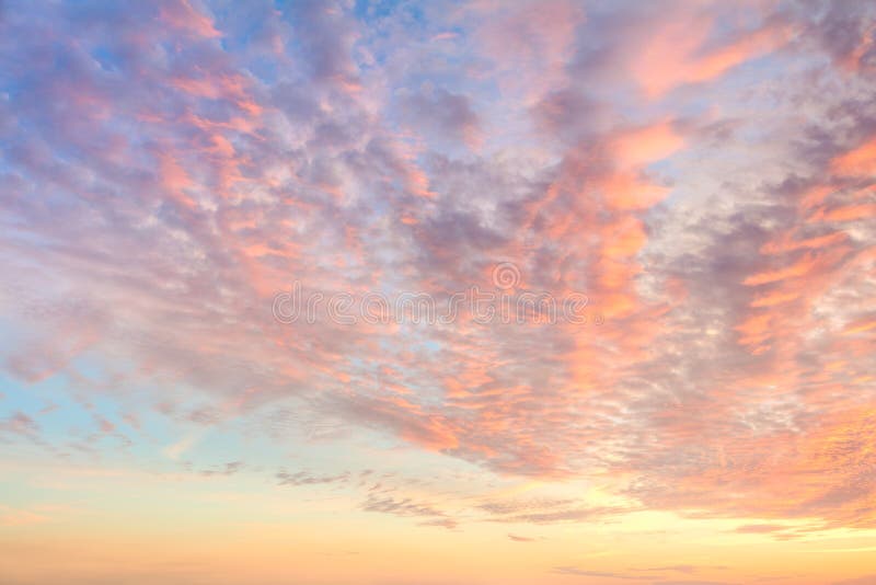Gentle Colors of Sky with light Clouds - Background at Sunrise time