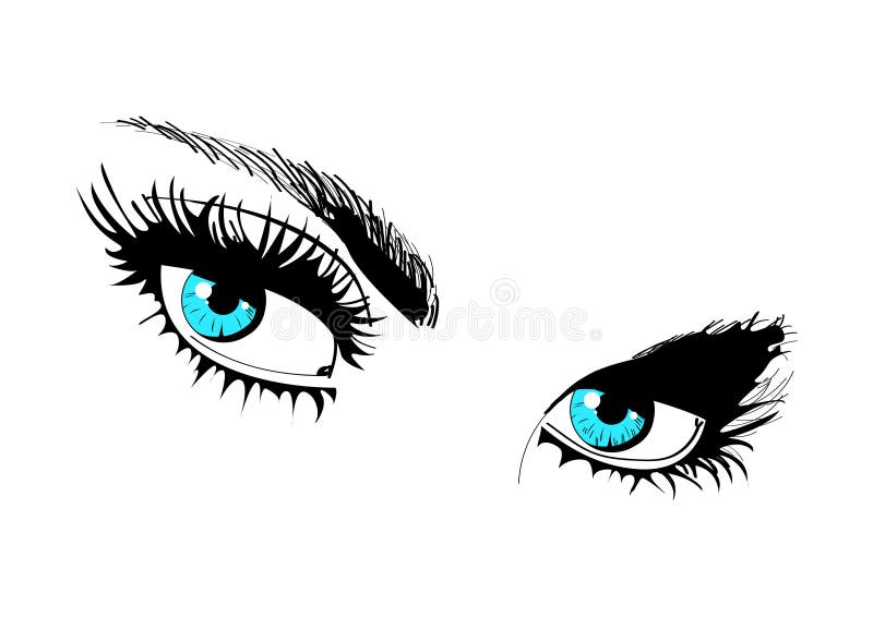 Beautiful female blue eyes.Styling women`s eyes.