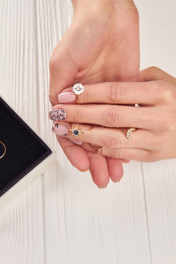 Gentle Female Hands With Jewelry Stock Photo Image Of Gold