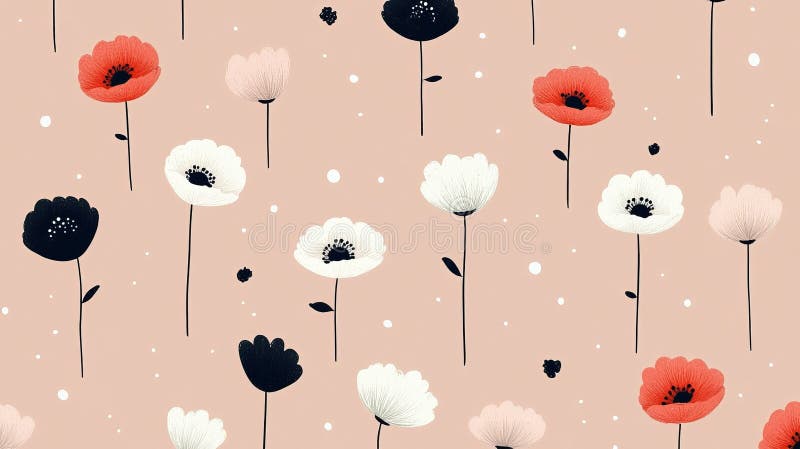 Gentle Floral Harmony A Serene Pastel Bloom Pattern Evoking Calm and Artistic Elegance in Design stock illustration