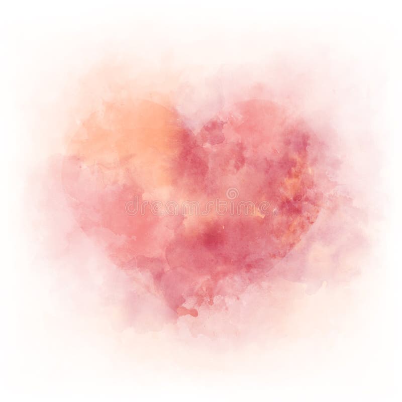 Gentle pink watercolor heart - romantic ald love element, background isolated on white. Gentle pink watercolor heart - romantic ald love element, background isolated on white