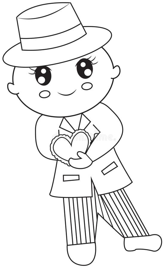 Gentleman coloring page stock illustration. Illustration of child
