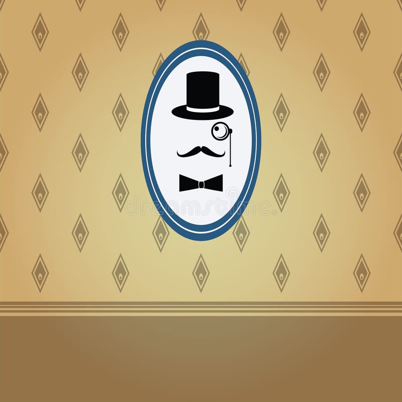 Gentleman on the Vintage Wallpaper Stock Vector - Illustration of