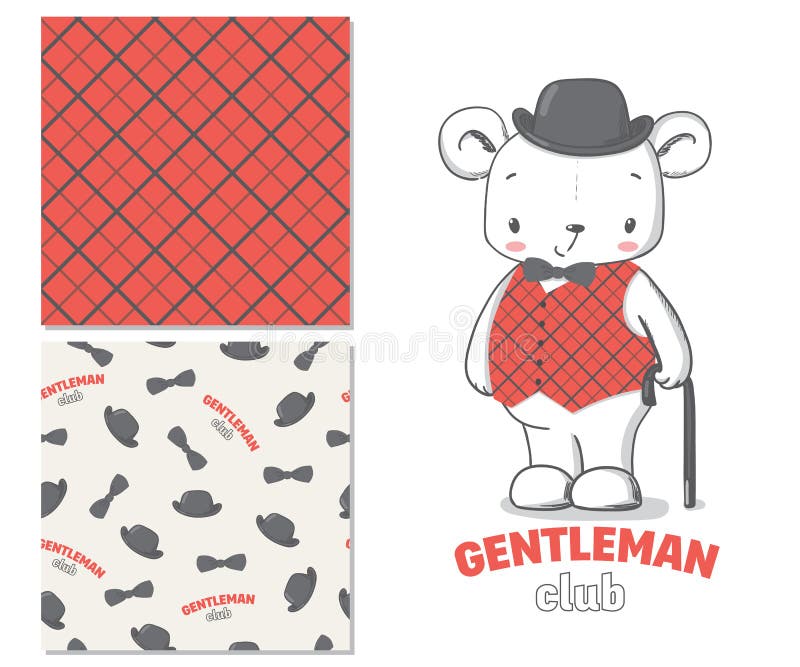 Gentlemen club. Fashion illustration for kids