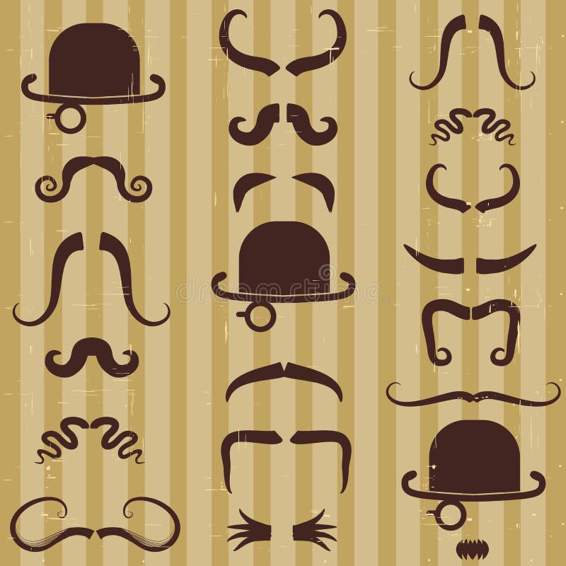 Gentlement with mustache and hat on vintage