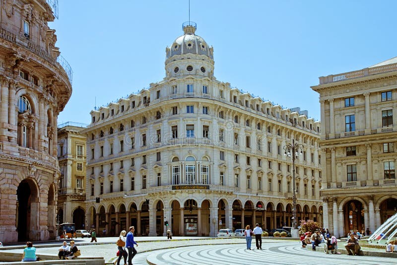 Genua - Italië, het vierkant van DE Ferrari stock afbeeldingen Genua - Italië, het vierkant van DE Ferrari stock afbeeldingen