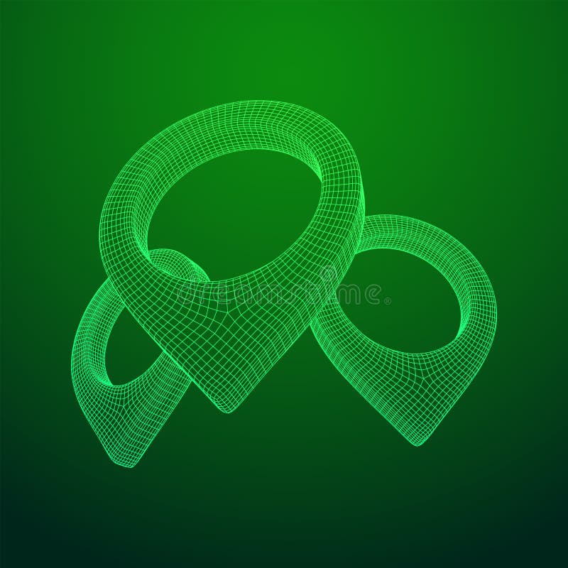 Geo map pin mesh. Place symbol GPS pictogram. royalty free illustration