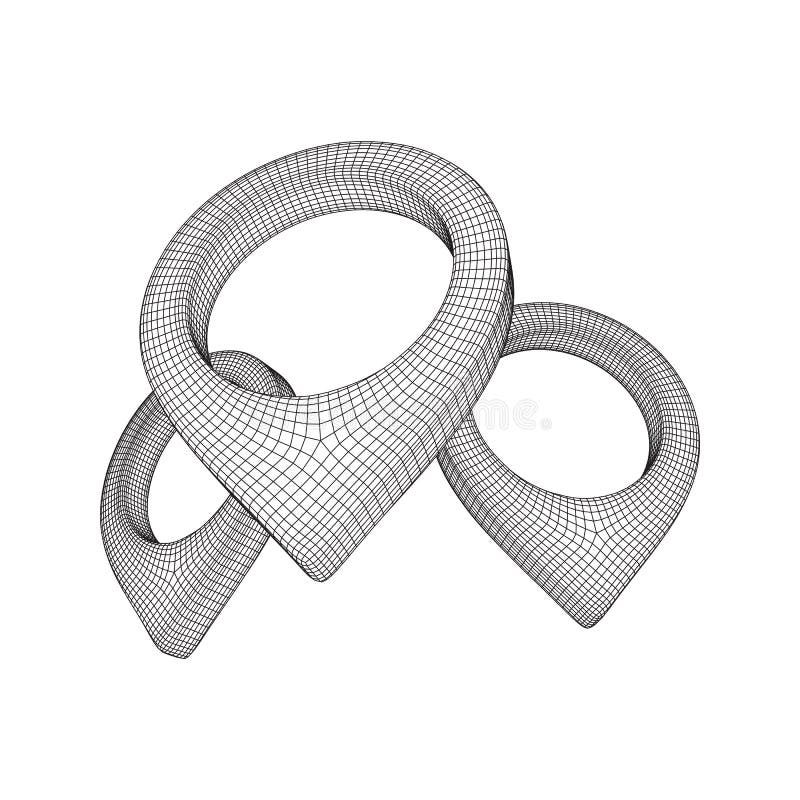 Geo map pin mesh. Place symbol GPS pictogram. royalty free illustration