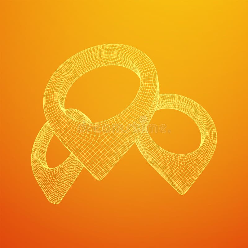 Geo map pin mesh. Place symbol GPS pictogram. vector illustration
