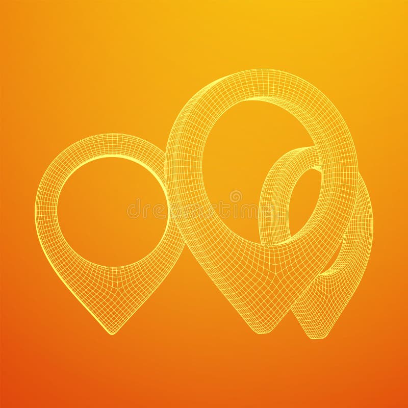 Geo map pin mesh. Place symbol GPS pictogram. royalty free illustration