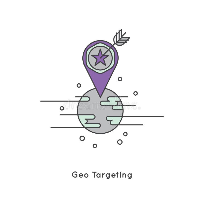 Geo targeting, Geo-marketing and Internet marketing royalty free illustration Geo targeting, Geo-marketing and Internet marketing royalty free illustration