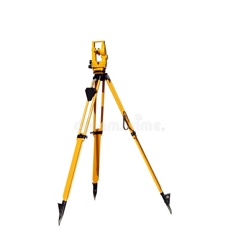 Theodolite painted in yellow isolated on white. Theodolite painted in yellow isolated on white.