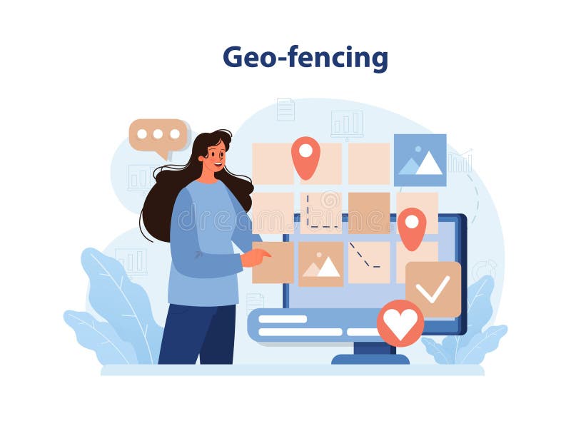 Geofencing. Local SEO optimization. Local search results. Browser promotion royalty free illustration