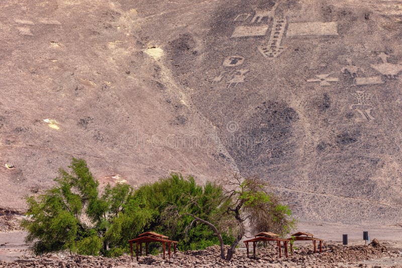 Geoglyphs Pintados Cerros, near the town of Pica, in the commune of Pozo Almonte, Chile