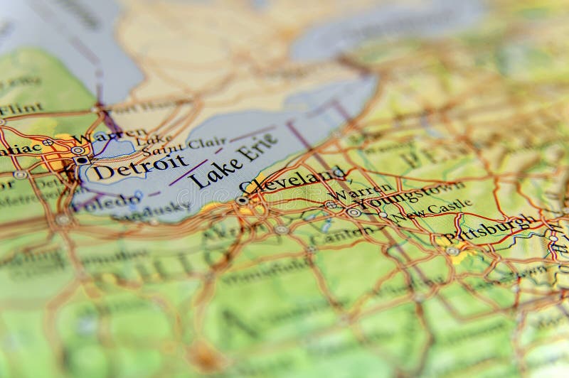 Geograficzna mapa USA miasto Detroit, Cleveland i Nowy Pittsburg c, zdjęcia stock Geograficzna mapa USA miasto Detroit, Cleveland i Nowy Pittsburg c, zdjęcia stock