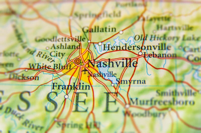 Geografische dichte kaart van Nashville royalty-vrije stock foto's Geografische dichte kaart van Nashville royalty-vrije stock foto's