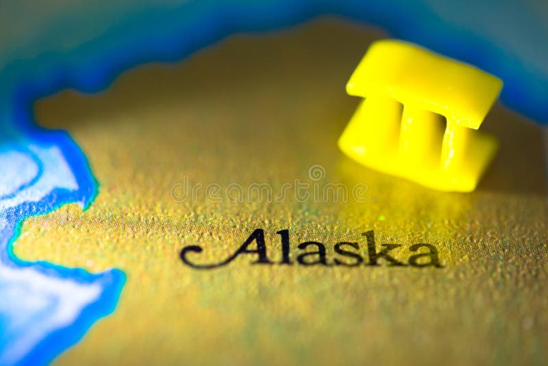 Geographical map location of Alaska in Alaskan region in North America continent on atlas. Geographical map location of Alaska in Alaskan region in North America continent on atlas.