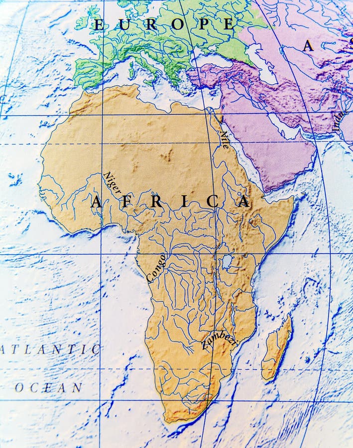 Geographic Map of Africa Close Stock Image Image of space, bottom