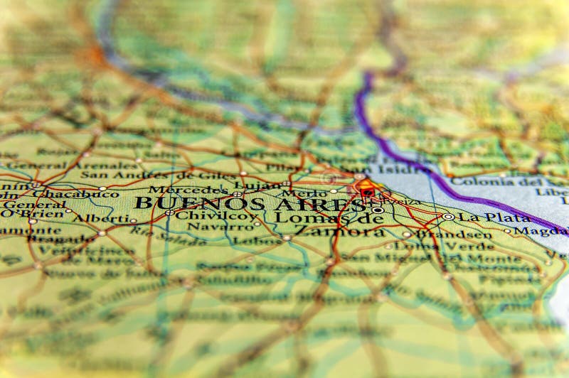 Geographic Map of Argentina with Buenos Aires City Stock Image - Image