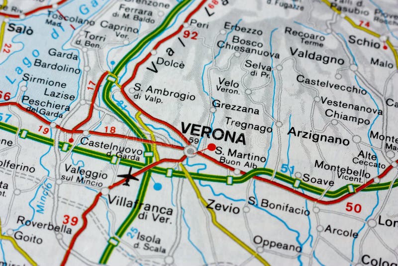 Geographic Map of European Country Italy with Verona City Stock Image