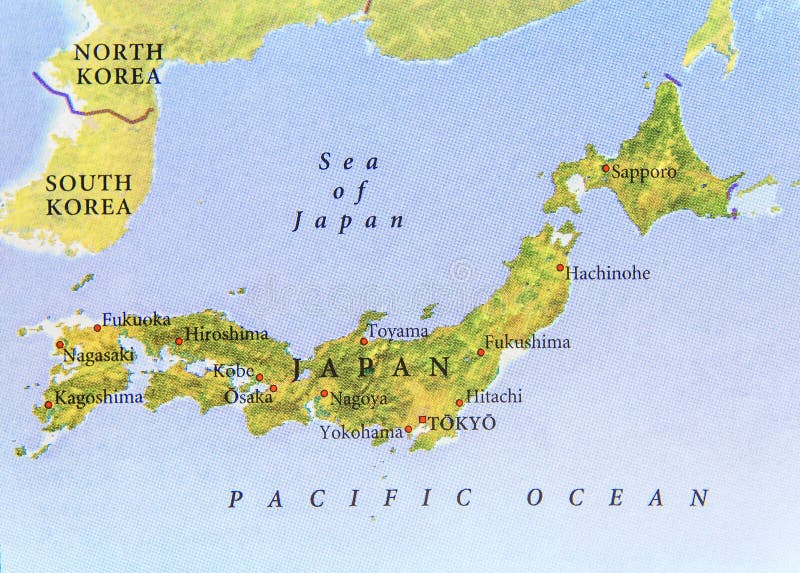 Geographic Map of Japan with Important Cities Stock Photo Image of