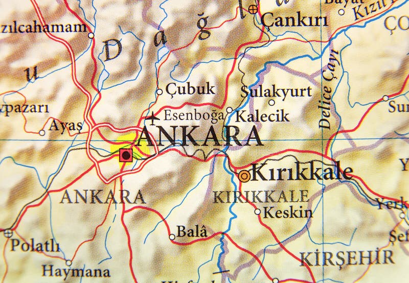 Geographic Map of Turkey with Capital City Ankara Stock Image Image