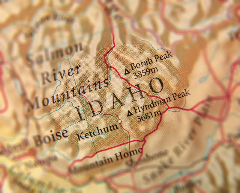 Geographic Map of US State Idaho with Important Cities Stock Photo