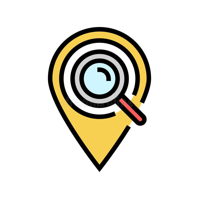 Geolocation marker magnifying glass color icon vector illustration stock illustration