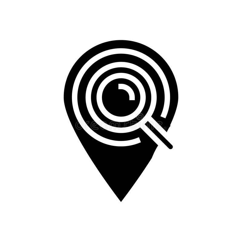 Geolocation marker magnifying glass glyph icon vector illustration royalty free illustration