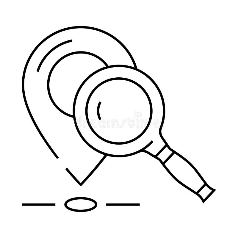 Geolocation marker magnifying glass line icon vector illustration stock illustration
