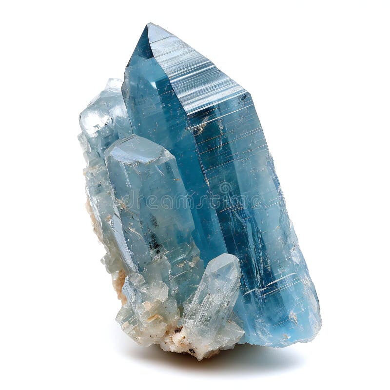 Geologisches Mineral aus blauem Amethyst, isoliert auf weißem Grund. Abbildung des auf weißem Hintergrund isolierten geologischen Minerals aus blauem Amethyst semigem Gestein.