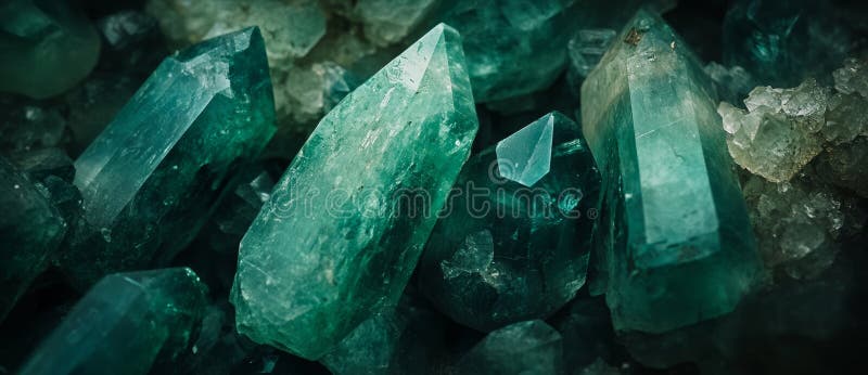 Geology and natural design-themed abstract background with emerald green mineral textures and copy space for text royalty free stock images