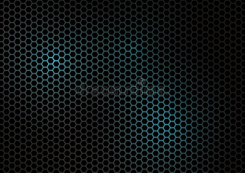 Geometria alveolară în formă de fagure cu linie albastră hexagonal stock illustration