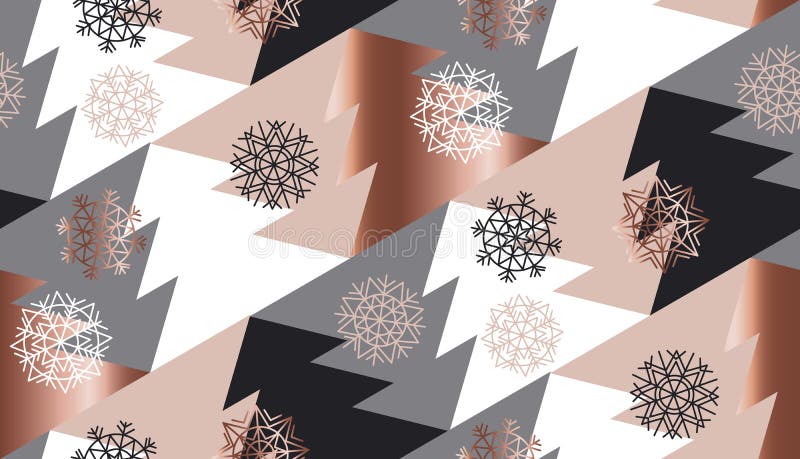 Geometria da árvore do xmas do sumário da cor do ouro de Rosa ilustração stock Geometria da árvore do xmas do sumário da cor do ouro de Rosa ilustração stock