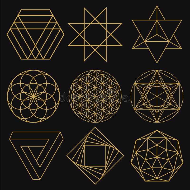 geometria święta Set dziewięć postaci również zwrócić corel ilustracji wektora ilustracja wektor geometria święta Set dziewięć postaci również zwrócić corel ilustracji wektora ilustracja wektor