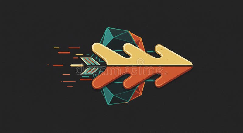 Geometric abstract art displays an arrow pattern layered over complex polygonal vector illustration