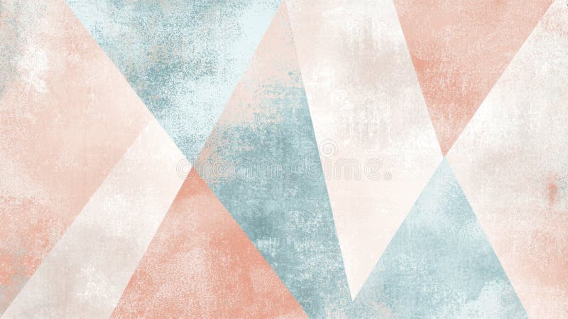 Geometric abstract background with muted pastel pink and blue triangles creating a modern seamless pattern, textured royalty free stock photo